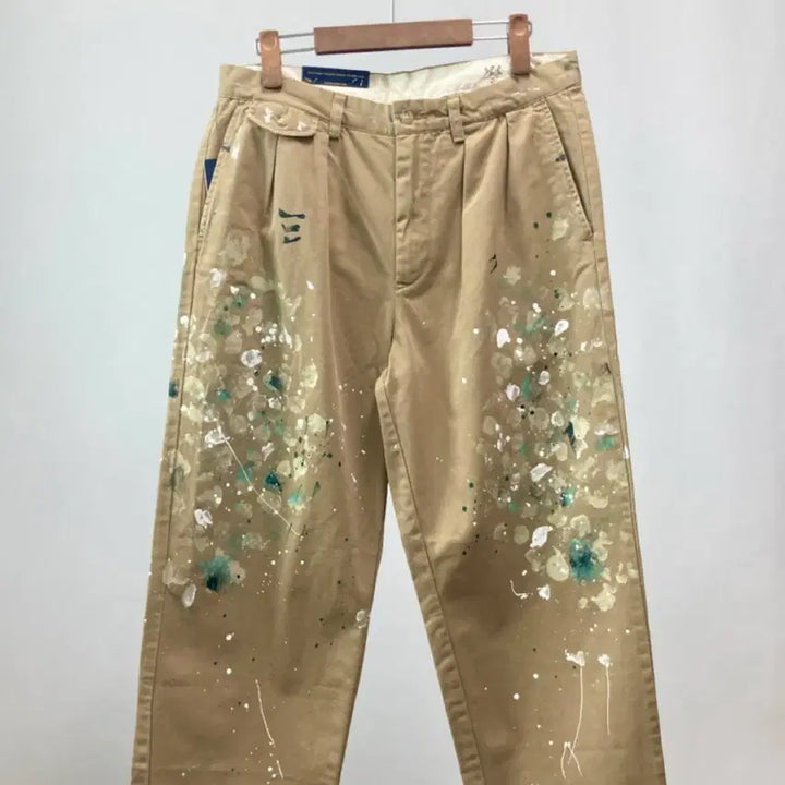 [SOLD OUT] 폴로 페인트 스플래터 투 플리츠 치노 팬츠 33/32 베이지 새상품