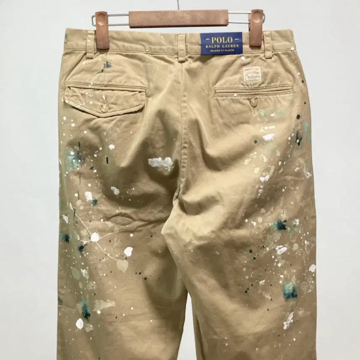 [SOLD OUT] 폴로 페인트 스플래터 투 플리츠 치노 팬츠 33/32 베이지 새상품
