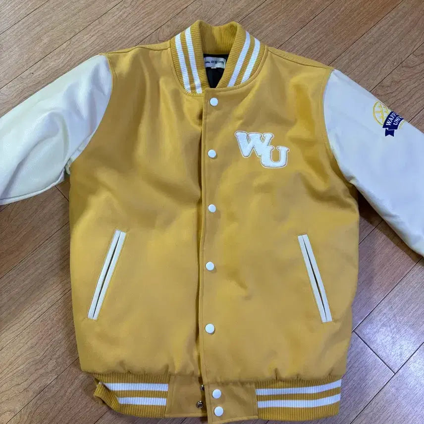 [BUNJANG] Waffle University Mustard Limited Edition Baseball Jacket / 와플대학 잠바 라지 사이즈 머스타드 한정판