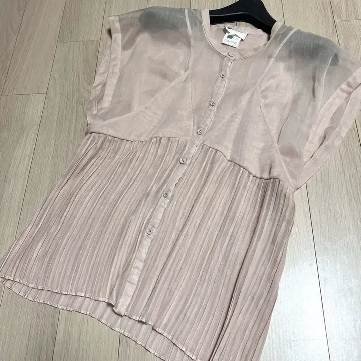 [BUNJANG] Vanessa Bruno Athé Chiffon Pleats Two-Piece Blouse and Mini Skirt Set Pink Beige / 바네사브루노아떼 쉬폰 플리츠 투피스 블라우스미니스커트셋업세트치마핑크베이지