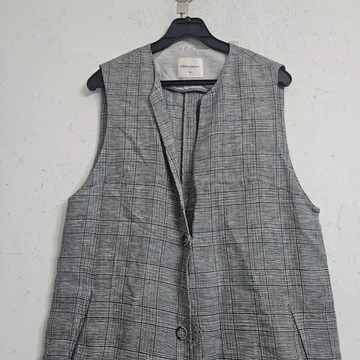 [BUNJANG] Olivia Lauren 100% Wool Check Long Vest / 올리비아로렌마100%체크 롱 조끼