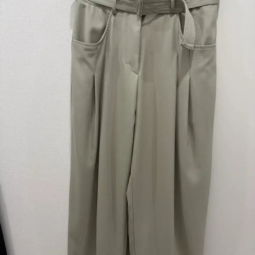 [BUNJANG] ETHOS Gabardine Belt Wide Pants / ETHOS 벨트 개버딘 와이드 팬츠