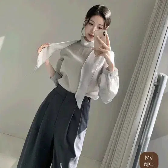 [BUNJANG] Light Me Feminine Tie Blouse / 새상품 라이트미 페미닌 타이 블라우스