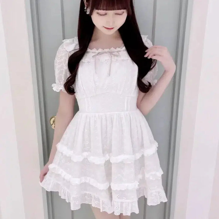 [SOLD OUT] evelyn 에블린 화이트 프릴 코튼 원피스 스나계 양산형 일브 그레일