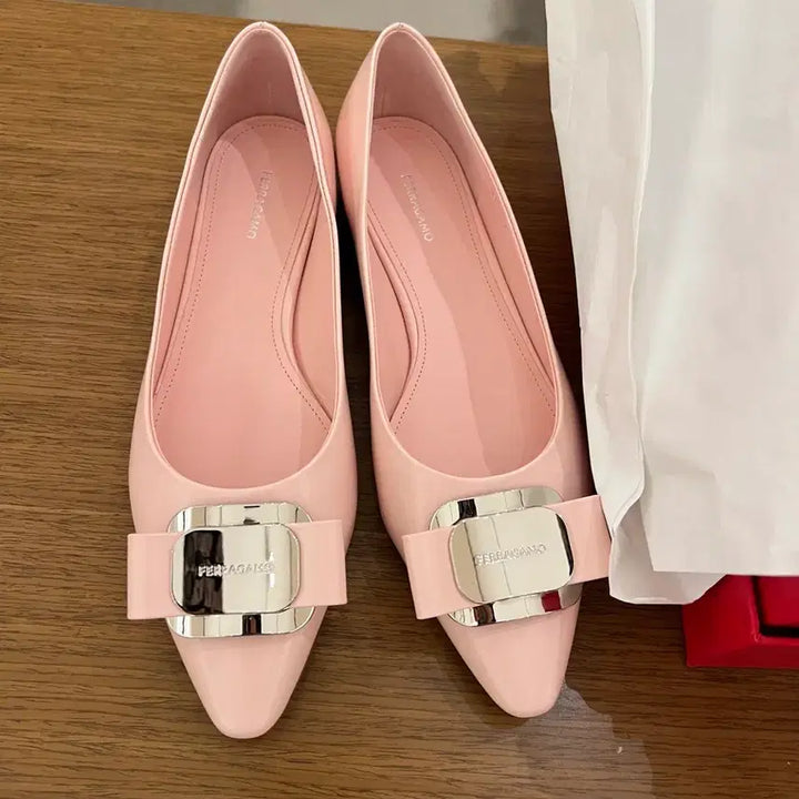 [BUNJANG] Salvatore Ferragamo New Vara Flat Shoes Pink / 새상품! 정품! 페라가모 뉴바라 플랫슈즈 핑크 235 (6d) 풀구성