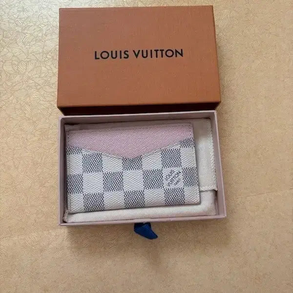 [BUNJANG] Louis Vuitton Damier Azur Pink Card Wallet / 마지막 내림 정품 루이비통 다미에 아주르핑크 카드지갑
