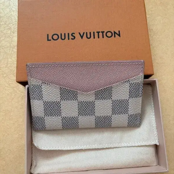 [BUNJANG] Louis Vuitton Damier Azur Pink Card Wallet / 마지막 내림 정품 루이비통 다미에 아주르핑크 카드지갑