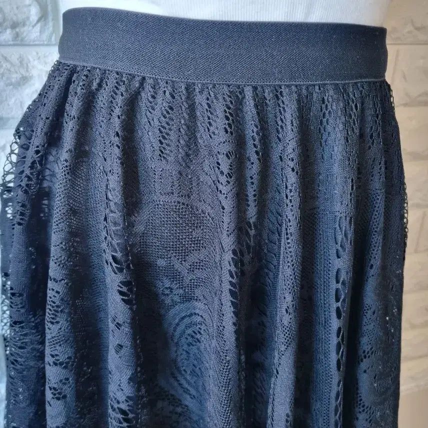 [BUNJANG] Black Lace Long Skirt / 블랙 레이스 롱 스커트(새상품)