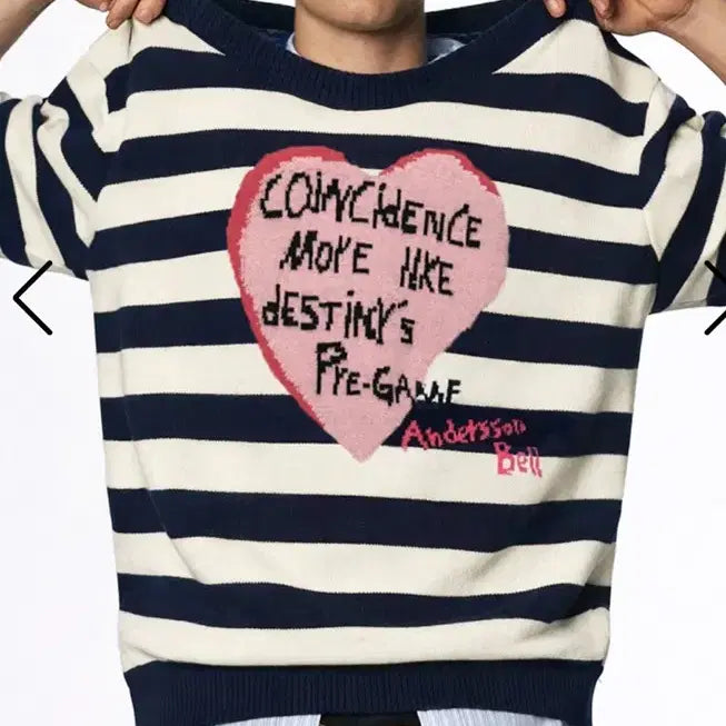 [BUNJANG] Andersson Bell Stripe Heart Knit Sweater / 앤더슨벨 스트라이프 하트 니트