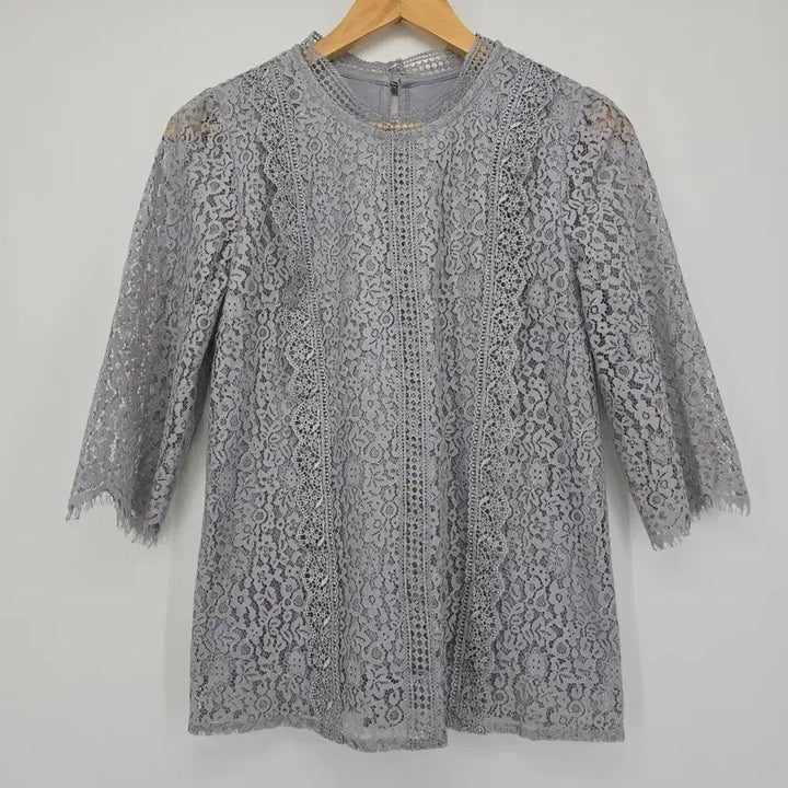 [BUNJANG] Vintage Japanese Lace Blouse Gray [B20601] / 일본 빈티지 레이스 블라우스 7부 소매 그레이 [B20601]