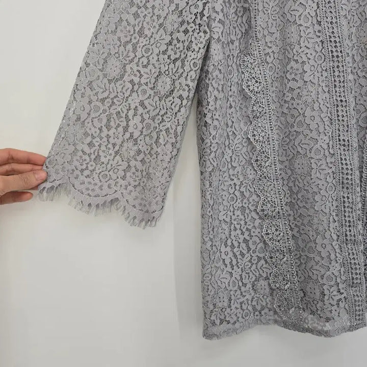 [BUNJANG] Vintage Japanese Lace Blouse Gray [B20601] / 일본 빈티지 레이스 블라우스 7부 소매 그레이 [B20601]