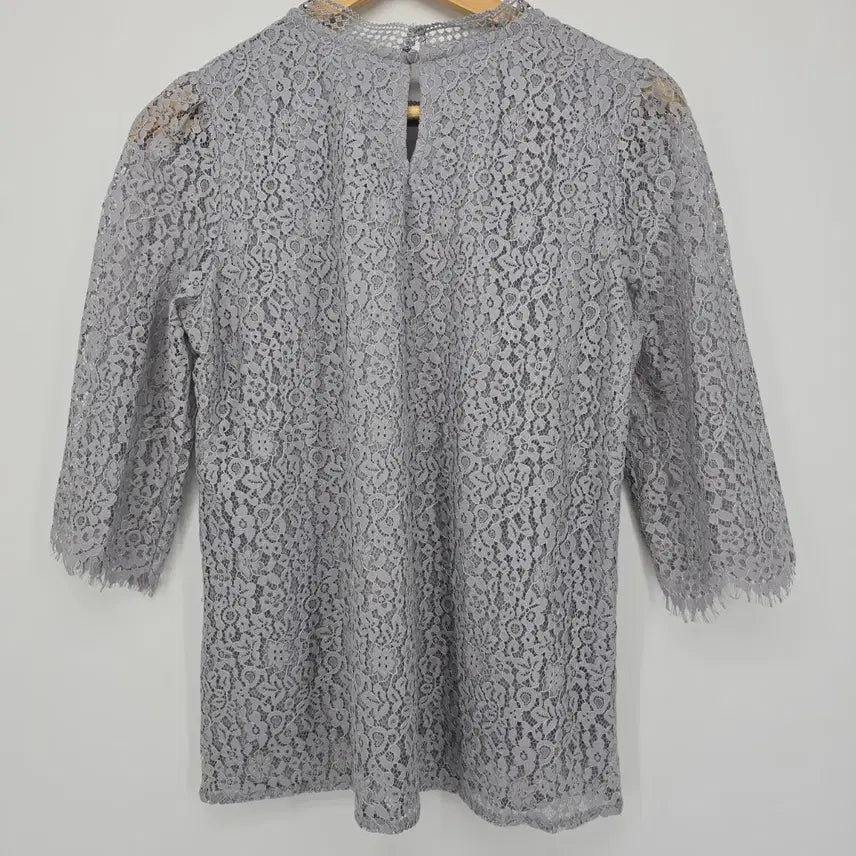 [BUNJANG] Vintage Japanese Lace Blouse Gray [B20601] / 일본 빈티지 레이스 블라우스 7부 소매 그레이 [B20601]
