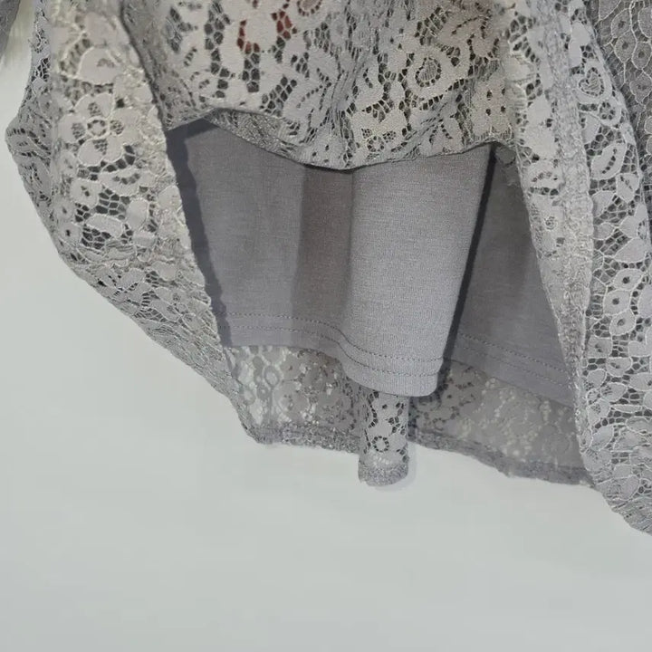 [BUNJANG] Vintage Japanese Lace Blouse Gray [B20601] / 일본 빈티지 레이스 블라우스 7부 소매 그레이 [B20601]