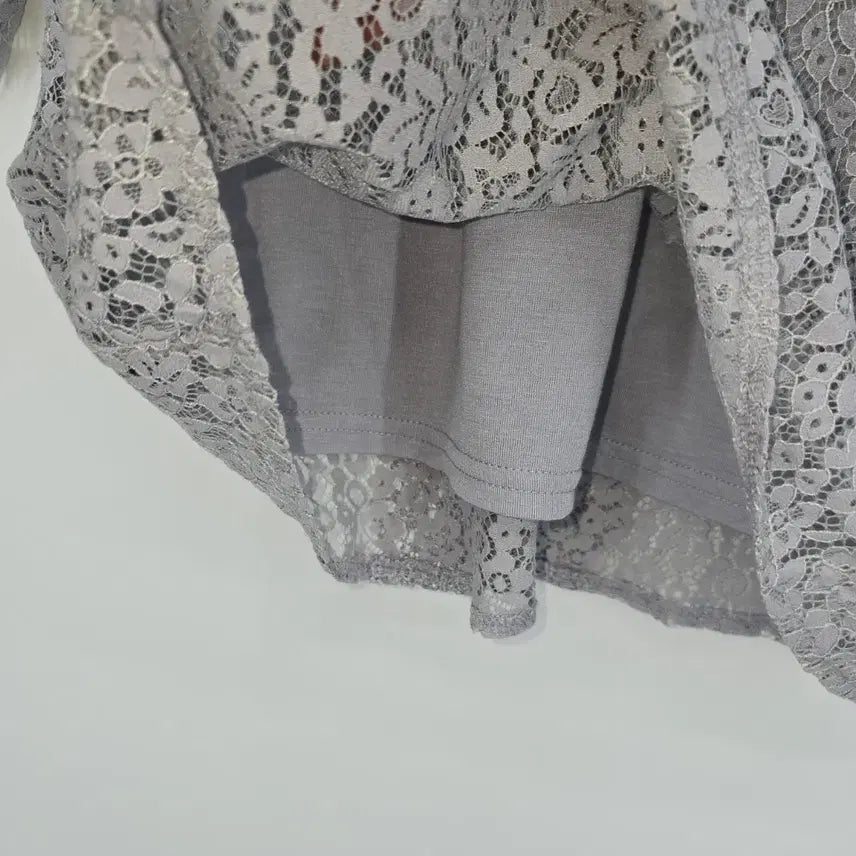 [BUNJANG] Vintage Japanese Lace Blouse Gray [B20601] / 일본 빈티지 레이스 블라우스 7부 소매 그레이 [B20601]