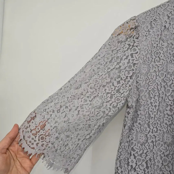 [BUNJANG] Vintage Japanese Lace Blouse Gray [B20601] / 일본 빈티지 레이스 블라우스 7부 소매 그레이 [B20601]