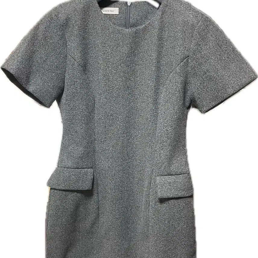 [BUNJANG] White T Gray Mini Dress / 화이트티 회색 반팔 원피스 새상품