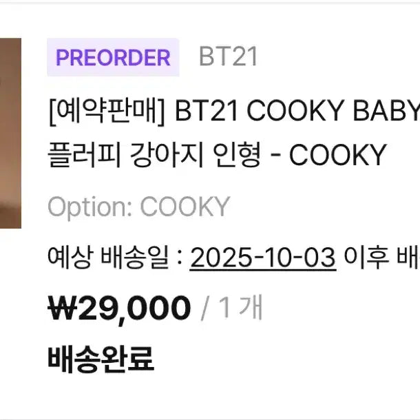 [BUNJANG] BT21 Jungkook COOKY Bam Doll / 미개봉) 방탄소년단 정국 JK COOKY 쿠키 밤이 인형 BT21