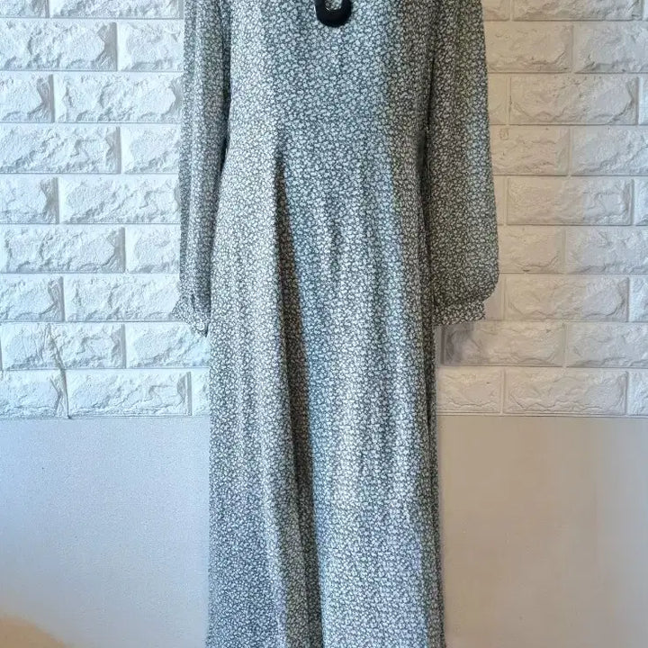 [BUNJANG] Floral Pattern Chiffon Long Dress (New) / 플라워 패턴 쉬폰 롱 원피스 (새상품)