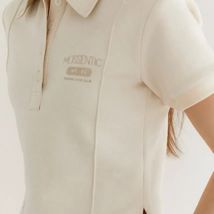 [BUNJANG] MOSSENTIC Pintuck Collar Sweat T-shirt Ivory / 새상품) 모센틱 핀턱 카라 스웻 티셔츠 아이보리 반팔