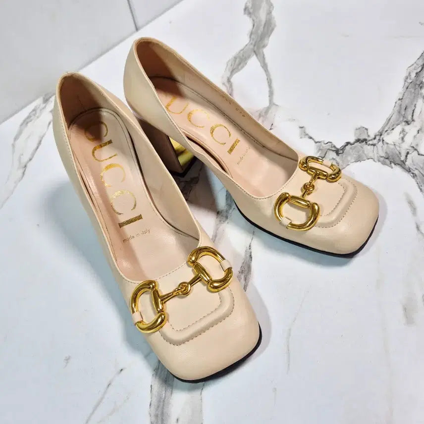 [BUNJANG] Gucci Horsebit Leather Pumps Mid-Heel Shoes / (정품) 구찌 홀스빗 레더 펌프스 미들힐 구두 35.5
