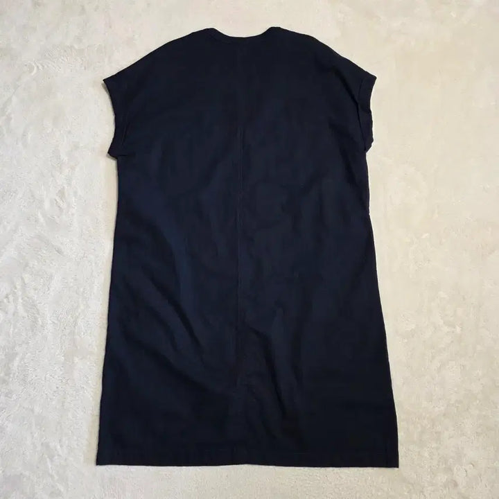 [SOLD OUT] (XL)여성 탑텐 린넨 혼방 박스핏 반팔 원피스 네이비