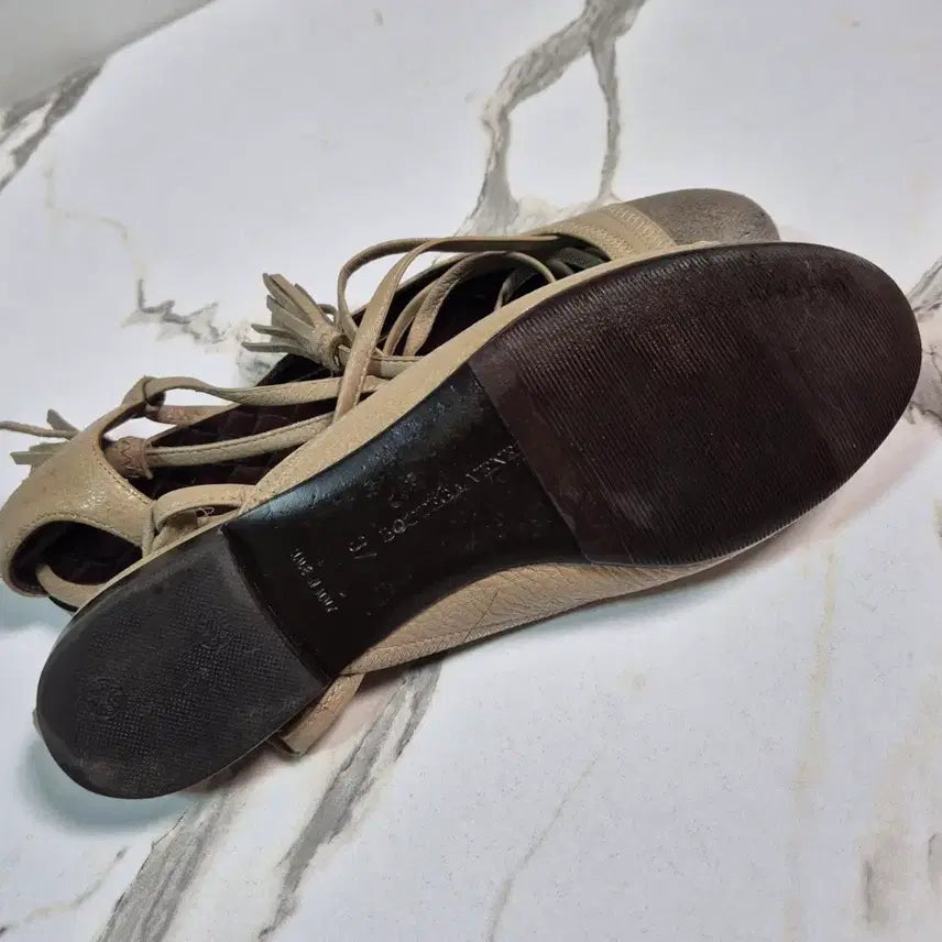 [BUNJANG] Bottega Veneta Leather Ballerina Flat Shoes (Size 37) / (정품) 보테가베네타 레더 발레리나 플랫 슈즈 구두 37