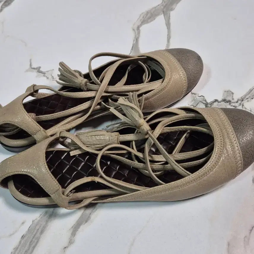[BUNJANG] Bottega Veneta Leather Ballerina Flat Shoes (Size 37) / (정품) 보테가베네타 레더 발레리나 플랫 슈즈 구두 37