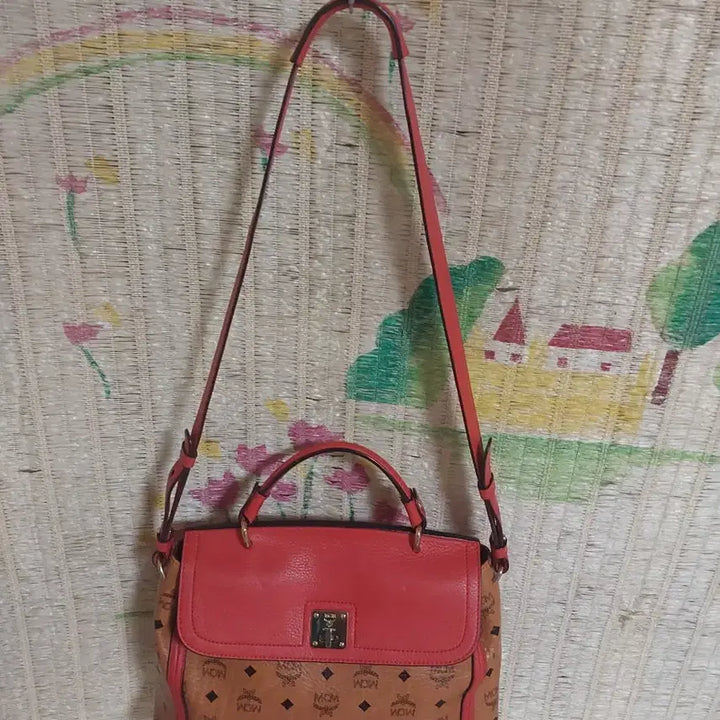 [BUNJANG] MCM Red Top Handle Shoulder Bag / 정품)MCM 레드 탑핸들 숄더백 크로스가방