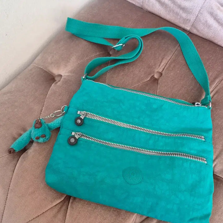 [BUNJANG] Kipling Alba Crossbody Bag Green Nylon / 키플링 그린 알바크로스백