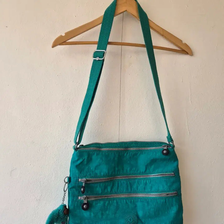 [BUNJANG] Kipling Alba Crossbody Bag Green Nylon / 키플링 그린 알바크로스백