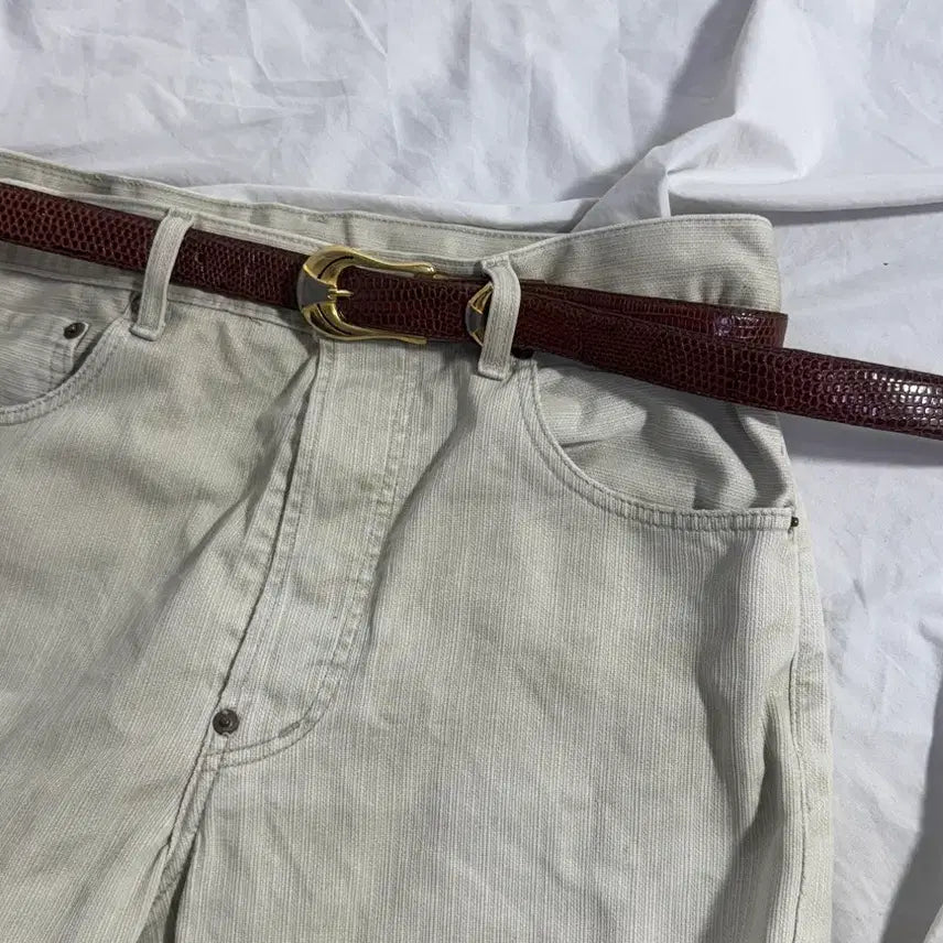 [BUNJANG] American Vintage Crocodile Leather Western Belt / Usa 크로커다일 웨스턴 레더 벨트