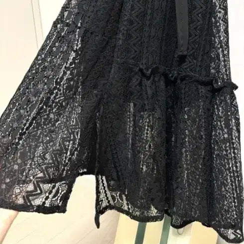 [BUNJANG] Mine Black Lace Wrap Dress / 마인블랙 레이스 랩 스타일 원피스