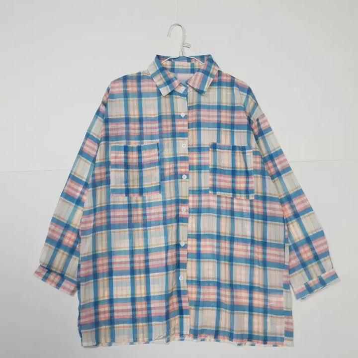 [BUNJANG] Check Pattern Long Sleeve Loose Fit Shirt / 체크 패턴 긴팔 루즈핏 남방 셔츠 ㅡ0184