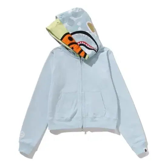 [SOLD OUT] 베이프 크리스탈 베이비 마일로 샤크 크롭 풀 집 더블 후드 집업