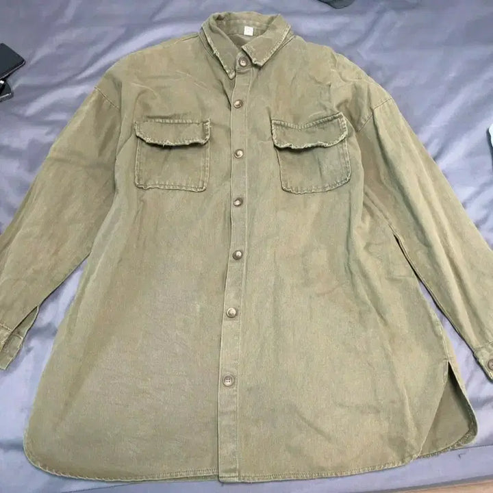 [BUNJANG] Khaki Vintage Style Shirt Jacket / 카키색 셔츠형 빈티지 자켓느낌 셔츠 남방
