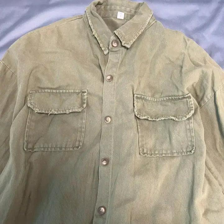 [BUNJANG] Khaki Vintage Style Shirt Jacket / 카키색 셔츠형 빈티지 자켓느낌 셔츠 남방