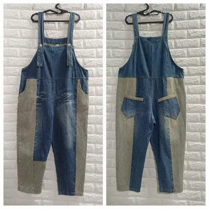 [BUNJANG] L. Denim Stripe Jumpsuit / L. 데님 스트라이프배색 점프수트