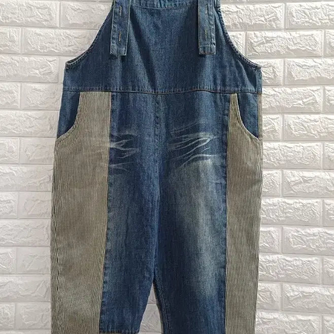 [BUNJANG] L. Denim Stripe Jumpsuit / L. 데님 스트라이프배색 점프수트