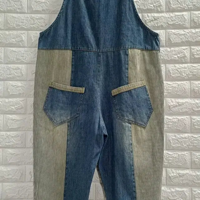 [BUNJANG] L. Denim Stripe Jumpsuit / L. 데님 스트라이프배색 점프수트