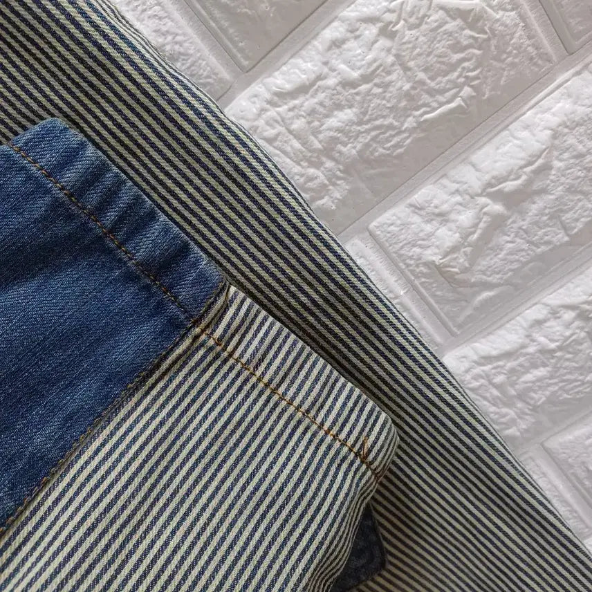 [BUNJANG] L. Denim Stripe Jumpsuit / L. 데님 스트라이프배색 점프수트