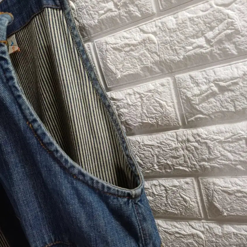 [BUNJANG] L. Denim Stripe Jumpsuit / L. 데님 스트라이프배색 점프수트