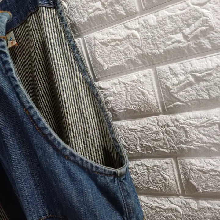 [BUNJANG] L. Denim Stripe Jumpsuit / L. 데님 스트라이프배색 점프수트