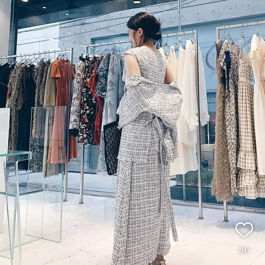 [BUNJANG] C.H.ORIN Wataroku Tweed Dress / 씨호린 와타로쿠 트위드 드레스