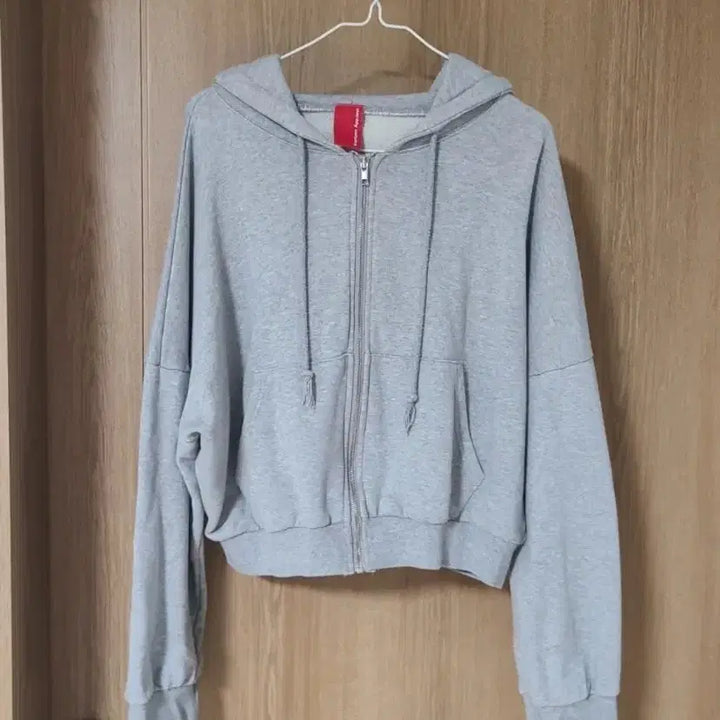 [BUNJANG] Gray Crop Hoodie Zip-up Jumper / 여성 그레이 크롭 후드 집업 점퍼 55~77사이즈