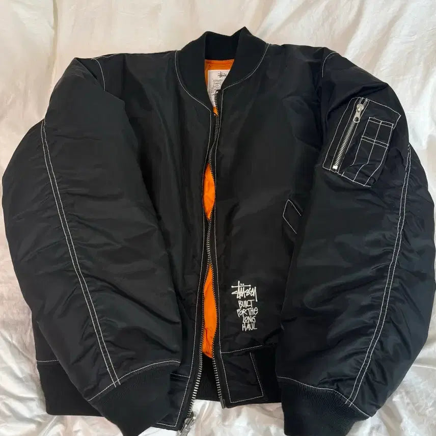 [BUNJANG] Stussy Reversible MA-1 Bomber Jacket Black L / 스투시 빌트 리버시블 봄버 ma-1 자켓 블랙 L