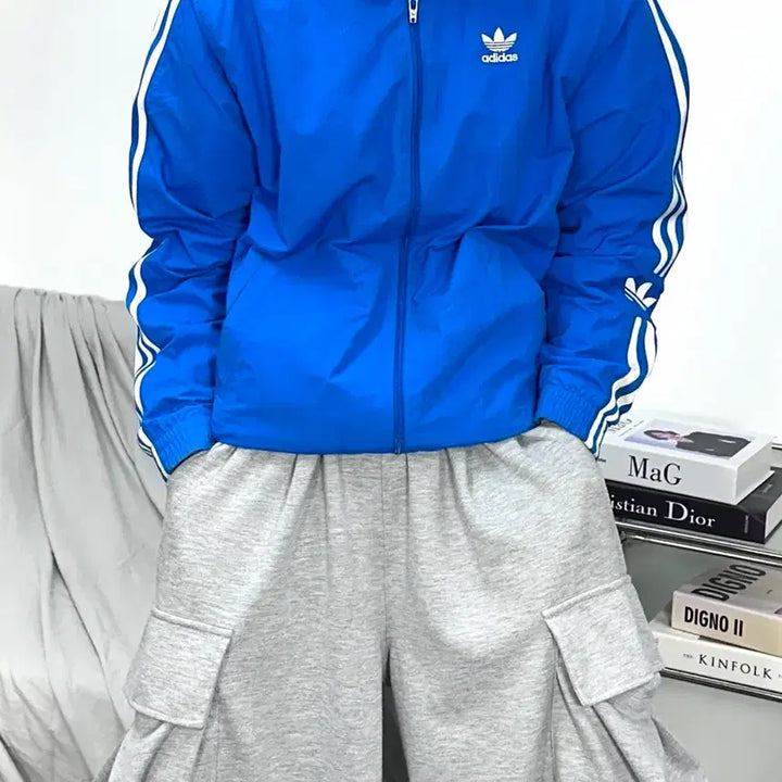 [BUNJANG] Adidas Blue Lock-Up Track Top Windbreaker L / 아디다스 블루 락업 트랙탑 바람막이 L