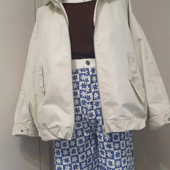 [BUNJANG] Ivory Hooded Zip-Up Jacket / 아이보리색 후드 집업 자켓