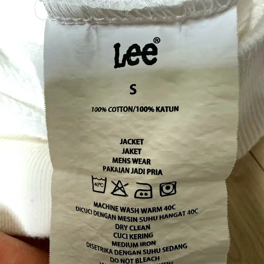 [BUNJANG] Lee Big Logo White Hoodie S (100% Cotton) / Lee 빅로고 화이트 후드티 S (100% 코튼)