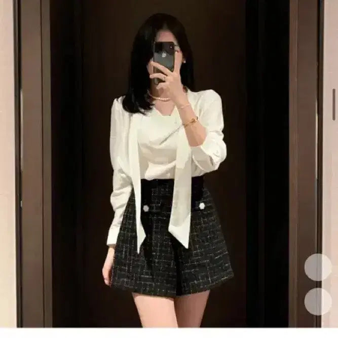 [BUNJANG] Blanc Souhait Blouse Tie White / 블랑수미 블라우스 하객룩 타이 화이트