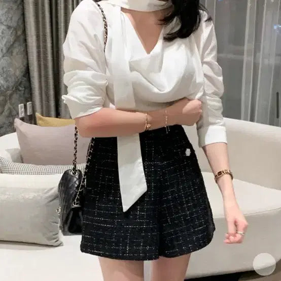 [BUNJANG] Blanc Souhait Blouse Tie White / 블랑수미 블라우스 하객룩 타이 화이트